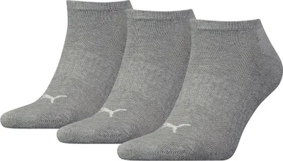 Obrázok produktu pre PUMA Uni ponožky do tenisiek, 3 balenia - odpružené, froté podrážka, logo, jednofarebné, sivé 43-46