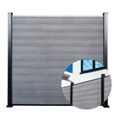 Obrázek produktu pro WPC plot Kronos s robustními hliníkovými sloupky 180x180 cm Popelově šedý