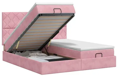 Produktbild von Ottoman Bett mit Matratze mit Kopfteil 2 Stk. Rosa Samt