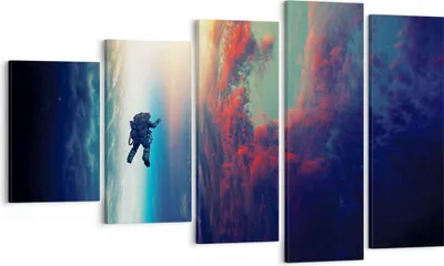 Produktbild von Bild auf Leinwand - Leinwandbild - 5 Teile - Kosmos Astronaut Planet - 100x60cm - Wand Bild - Wanddeko - Wandbilder - Leinwanddruck - Bilder - Wanddekoration - Leinwand bilder - EG100x60-5049