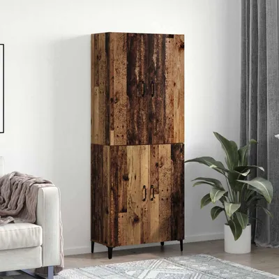 Zdjęcie produktu dla VidaXL Wysoka szafka, 2 sztuki, drewno z odzysku, 69,5 x 34 x 180 cm, płyta wiórowa