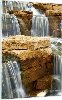 Produktbild von Bilder auf glas - Einteilig - Wasserfall Steine Wasser - 70x100cm - Glasbilder - Wandbilder - Bilder - zum Aufhängen bereit - Wanddekoration aus Glas - Glas Bilder - Wandbild auf Glas - GPA70x100-0122