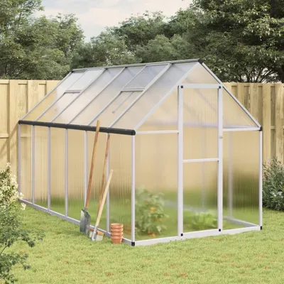 Produktbild von "im Angebot" Gewächshaus mit Fundamentrahmen Silber 334x169x195cm Aluminimum - Gewächshäuser CC10331