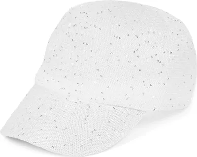 Produktbild von styleBREAKER Damen Sommer Baseball Cap gewebt mit Pailletten | Luftiges Basecap mit Metallschnalle verstellbar | Einfarbige Schildkappe für Strand und Freizeit