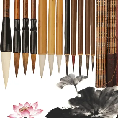 Productafbeelding van Chinese kalligrafiepenselenset - Set van 12 - Chinese aquarelpenseel met penseelzak - Japanse sumi tekenkwast