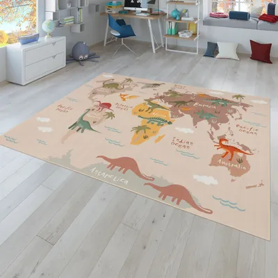 Produktbild von TT Home Kinderteppich Babyzimmer Teppich Kinderzimmer Rutschfest Tiere Weltkarte Autos Größe 140x200 cm