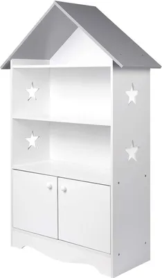 Produktbild von WOLTU Kinderregal Spielzeugregal mit Abschließbarer Tür, 3 Regale Bücherregal für Kinder, Mehrzweck Holz Aufbewahrungsregal im Kinderzimmer(Weiß)