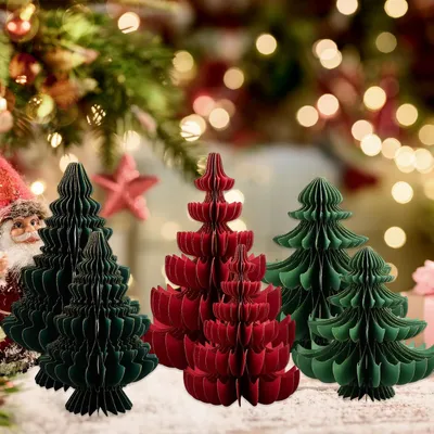 Obrázok produktu pre Sada ozdôb na vianočný stromček, papierový origami, 6 kusov, farebný, na dekoráciu stola
