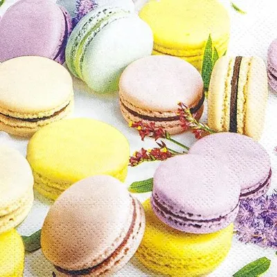 Produktbild von 20 kleine Cocktailservietten Macarons - Bunte Macarons 25x25cm