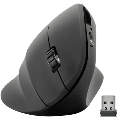 Productafbeelding van PIAVO Ergonomische verticale muis, draadloos. Ergonomische verticale muis, draadloos, instelbaar tot 1600 dpi, met rubberen oppervlak, USB-A Nano-ontvanger. Verticale muis
