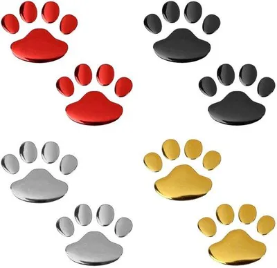 Produktbild von Hundeabdruck-Sticker-Satz von 4 - Tier-Sticker - Autoaccessoires - Glänzender Hundeklauw - Wand-Sticker - Laptop-Sticker - Tier-Sticker