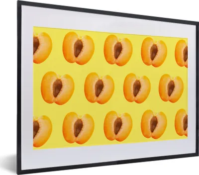 Produktbild von MuchoWow® MuchoWow® Gerahmtes Poster Pfirsich - Muster - Farben 40x30 cm - Poster mit zchwarzem Bilderrahmen - Bilderrahmen - Poster im Rahmen