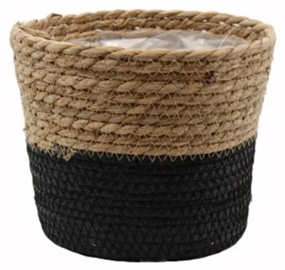 Produktbild von Topf Seegras Natur/Schwarz - Durchmesser 14x12 cm Van der Leeden