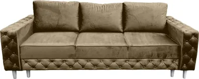 Produktbild von Ares Meble Sofa Mit Schlaffunktion KOMO - Sofa 3-Sitzer, Schlafsofa Mit Bettkasten, Samt Sofa, 240x98 cm - Beine Weiß - Braun