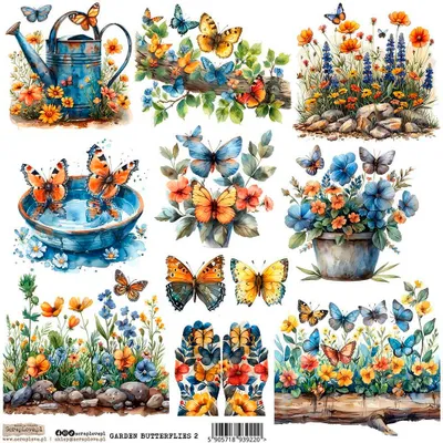Produktbild von AUFKLEBER ScrapLove Dekor Stickers - Garden Butterflies 2 Schmetterlinge in Blumen