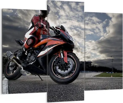 Produktbild von Bild auf Leinwand - Leinwandbild - Sport Rennen Motorrad Reise - 130x100cm - Wand Bild - Wanddeko - Leinwanddruck - Bilder - Kunstdruck - Wanddekoration - Leinwand bilder - Wandkunst - CB130x100-2542