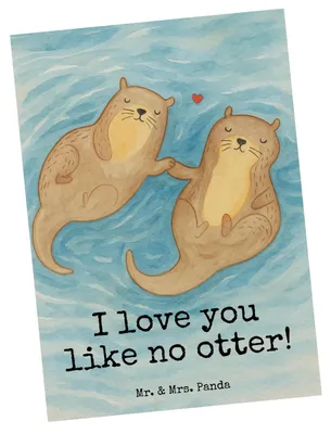 Produktbild von Mr. & Mrs. Panda bildkarte Otter Hände halten Design - Weiß - Geschenk, Liebe, Ansichtskarte, Verliebt, Kunstkarten, Händchen, Paar, Ansichtskarten, Romantisch, Postkarte