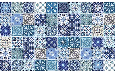 Zdjęcie produktu dla Samoprzylepne naklejki imitujące płytki do kuchni i łazienki – 60 naklejek Azulejos Tarinoh imitujących płytki cementowe – 60 naklejek o wymiarach 20 x 20 cm