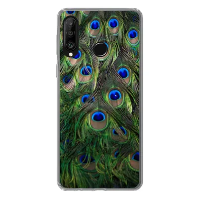 Produktbild von MuchoWow® Handyhülle Schutzhülle Hülle für Huawei P30 Lite Nahaufnahme von Pfauenfedern Silikon Softcase Handy Hülle - Handyhülle