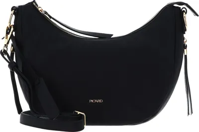 A studio shot of a black handbag.
