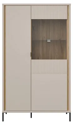 Produktbild von Furniture24 Vitrine L Seravel Svlv711-Q112 Standvitrine Mit Glastür Und Einlegeböden - Beige