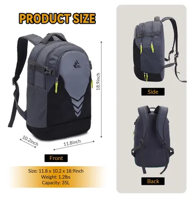 Obrázok produktu pre Športový batoh 35 l, s priehradkou na loptu, na basketbal, svetlozelená