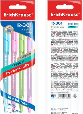 Produktbild von Kugelschreiber R-301 Spring 0,35mm mit Gummigriff 4 Stück Blau