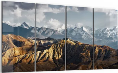 Produktbild von DEQORI Glasbild Echtglas 4x30x60 cm 'Bergkettenpanorama' Wandbilder XXL groß