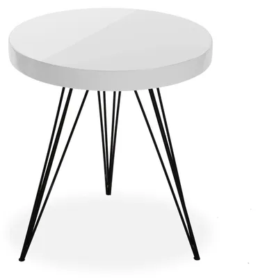Beistelltisch 55x51x51 cm, Weiß, Holz und Metall, modern