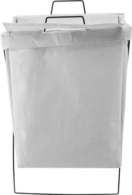 Image de Panier à linge avec cadre en métal X Panier à linge pliable Grand rectangle debout Grande capacité Organisateur de linge sale Blanc S