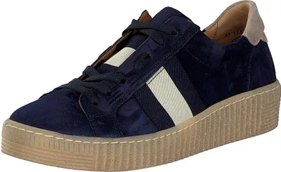 Produktbild von Gabor Damen Sneaker blau mit Schnürung und Plateausohle Absatzhöhe 3,5 cm Weite F