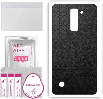 Produktbild von apgo Rückseite Schutzfolie, Skin, kompatibel mit LG Stylus 2 Plus, Hinten Displayschutzfolie aus Vinylfolie, kratzfest, einfache Montage - Schwarze Honigwabe