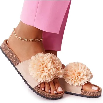 Produktbild von Beige Blumenbombe Korkfutter Flip Flops 39