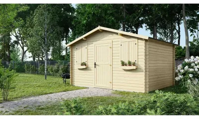 Image de Abri de jardin en bois - 12m2 - 4x3m - Ep. 28mm - Couleur: naturel - DOM337 - ALTANKA