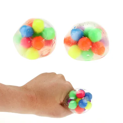 Produktbild von Toi-Toys - Quetsch-Ball gefüllt mit bunten Bällchen Antistressball Stressball Bälle
