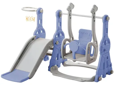 Produktbild von Kinderrutsche, 4-in-1 Spielplatzset, Innen- und Außen-Spielmerkmale, Blau