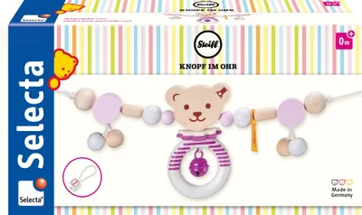Image de Steiff by Selecta Exclusif Chaîne de landau en bois rose bouton dans l'oreille 64304