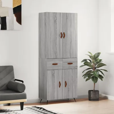 Produktbild von [Home] Highboard Grau Sonoma 69,5x34x180 cm Holzwerkstoff , Neue Mode 2024 im häuslichen Leben