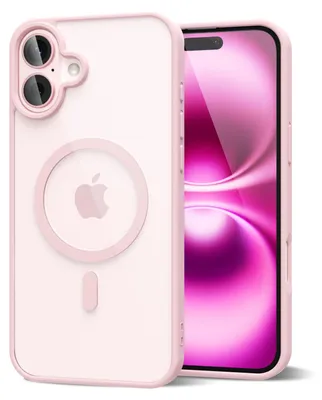 Obrázek produktu pro Magnetický kryt pro iPhone 16 Plus, kompatibilní s MagSafe, průhledné nárazuvzdorné pouzdro, ochranný zadní kryt Růžový