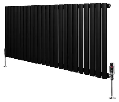 Productafbeelding van Radiator met thermostaaf en chromen ventiel – 600mm x 1440mm – Zwart