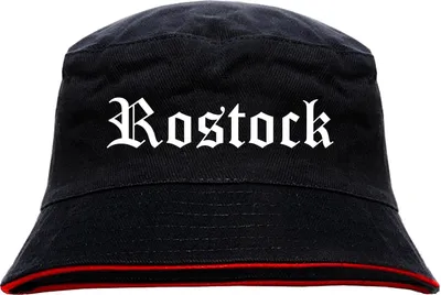 Produktbild von Rostock Anglerhut - Altdeutsche Schrift - Schwarz-Roter Fischerhut S/M SchwarzRot