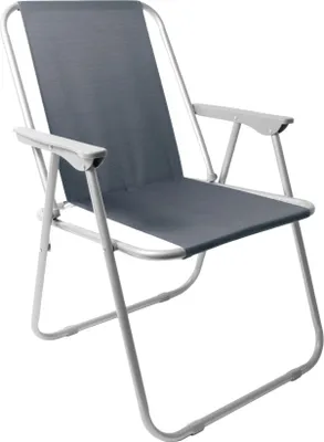 Produktbild von Linder Exclusiv Campingstuhl CS1001 Grau – klappbar, bis 100kg belastbar, mit Armlehnen – Leichter Angel- & Strandstuhl für Camping, Garten, Terrasse