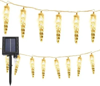 Image de Guirlande lumineuse LED solaire - 10 m, 80 LED - pour l'intérieur et l'extérieur - Décoration - blanc chaud