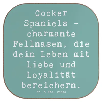 Produktbild von Mr. & Mrs. Panda Untersetzer für Gläser Spruch Cocker Spaniel Liebe - Meeresbrise - Geschenk, Tasse, liebevoller Begleiter, Hunderassen, loyal, Hunderasse, Charakter