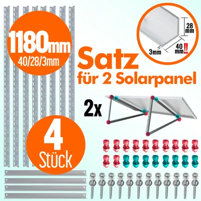 Produktbild von 4x PV 118-3mm 4Stk. Photovoltaik Aufständerung Halterung Solarpanel Solarmodul Befestigung