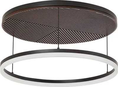 Zdjęcie produktu dla Lampa sufitowa LED Lucande Orven, czarny/drewno, Ø50cm, ściemnialna