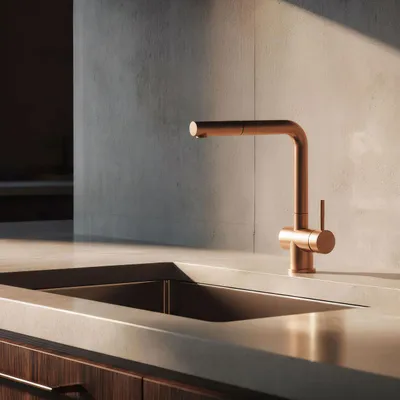 Obrázok produktu pre Kúpeľňová batéria PVD, mosadz, s flexibilnou výlevkou, model PS8500-62, séria Pure.Sink