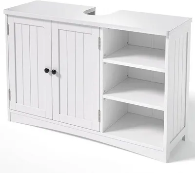 Image de Meuble de salle de bain - Armoire de rangement - Organisation de la salle de bain - Étagère réglable - 90 x 30 x 60 cm - Blanc