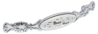 Image de Poignée pour meubles en zamac et Porcelaine Entraxe 128mm chrome poli