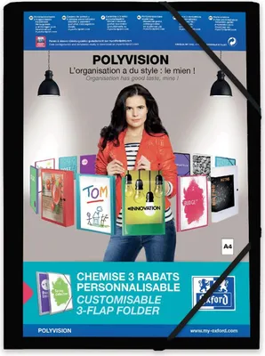 Produktbild von Oxford - Polyvision Elasto-Ordner, Größe A4, aus PP, schwarz